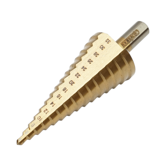 Conical drill bit in 15 steps 4-32mm made of 4241 HSS steel for metal, aluminum, wood, plastic, brass Crownman