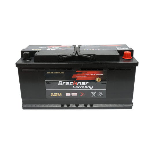 AGM start-stop car battery 12V 105 Ah, 1100A start 392x175x195mm Breckner Germany