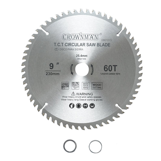 Circular saw blade for wood 230x25.4mm, max speed 6600rpm, 60 teeth Crownman