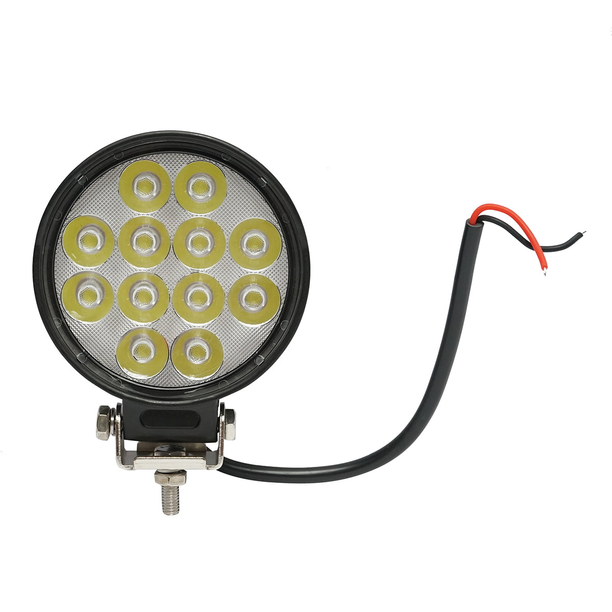 Round LED spotlight projector 12-60V, 36W, aluminum housing 115x115x45mm