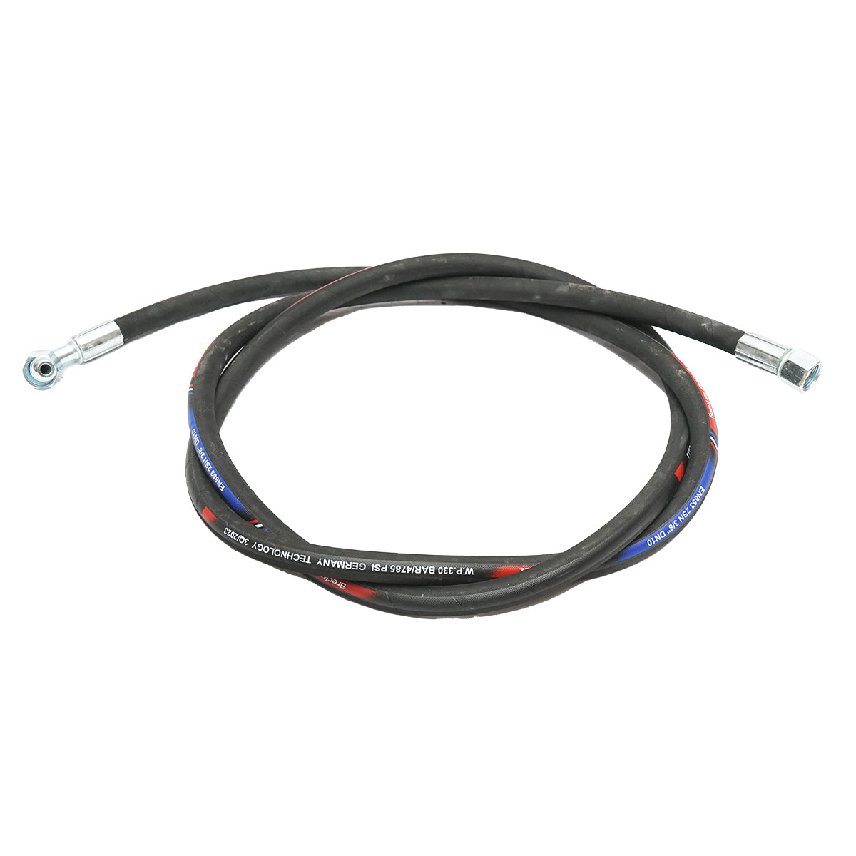 Pressure hose 2SN DN10 certified with fittings M20x1.5 90 degrees, M20x1.5 straight L=2700mm