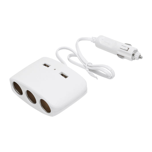 Car triple adapter 12/24V white and 2x USB port 5V/1000mA