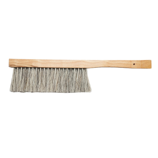 Triple row bee brush made of horsetail with a wooden handle