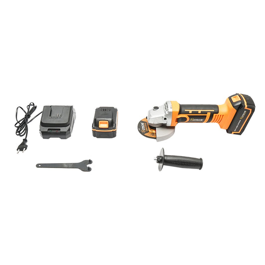 Angle grinder 550W, with a 21V/4Ah battery. 3 speed levels 4500/5500/7000 rpm. disc diameter 115mm.