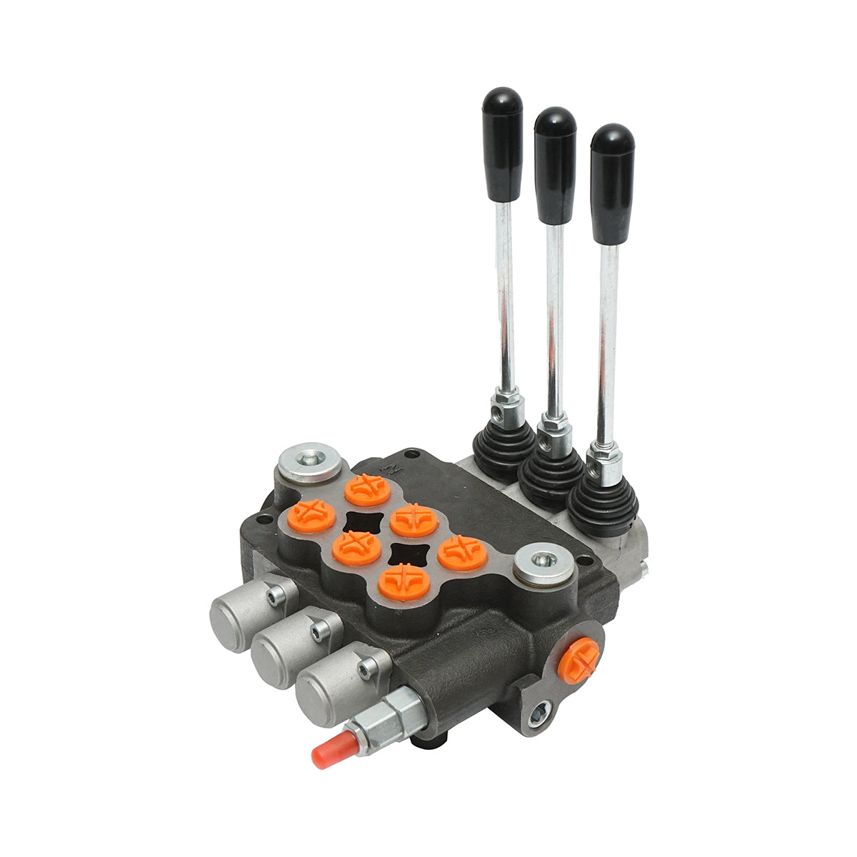 Hydraulic distributor with 3 levers, flow rate 80L/min with included lever and reduction -15 /+80 Breckner Germany