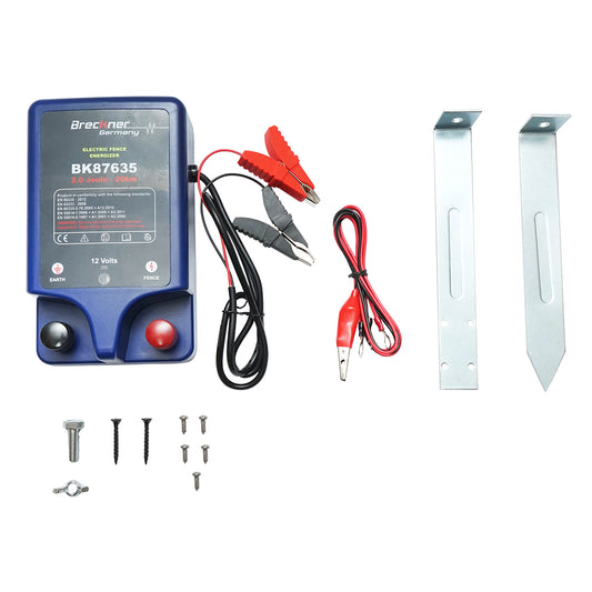 12V impulse generator max 2 Joules 20km with grounding for electric fence Breckner Germany