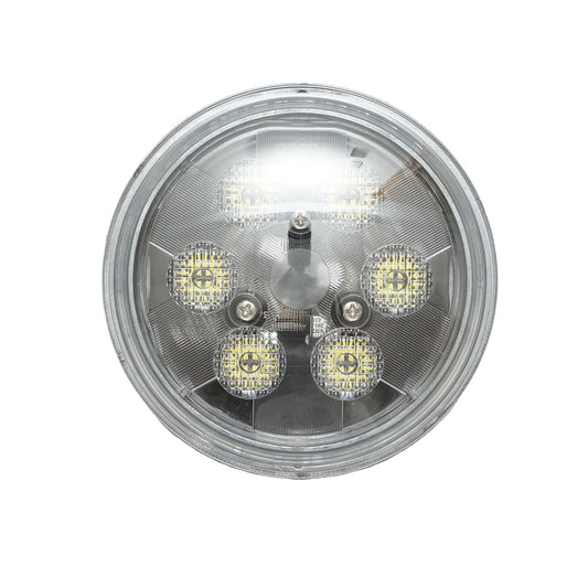 Round fog light 6 LEDs, 18W 9-32V John Deere OEM codes RE336112, RE285628, RE336111, RE561117, PAR36, RE285629, AR104119, AR21059, AT25451, RE35168 BR0101815