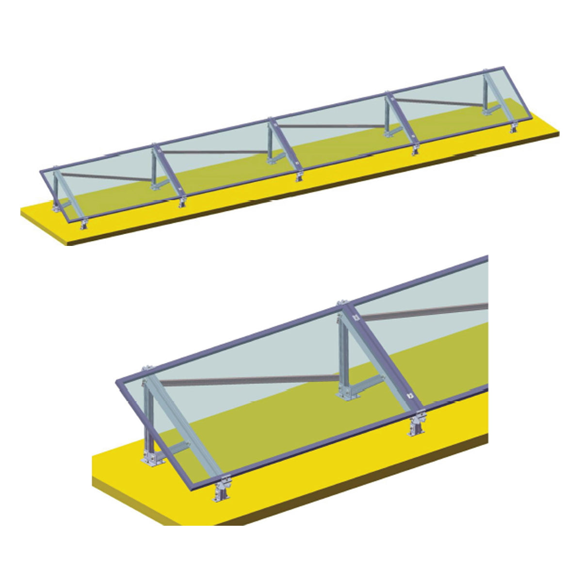 Complete mounting system, concrete structure for 4 photovoltaic solar panels at a 30-degree angle Breckner Germany