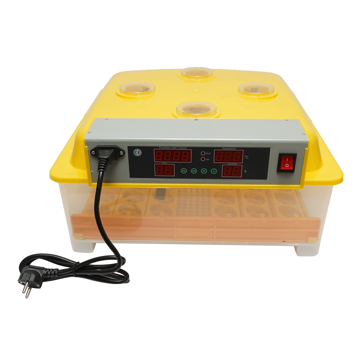 Automatic incubator 48 eggs 80W, 12V-220V, automatic rotation, temperature control, humidity, electronic display