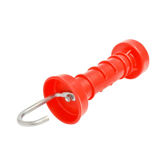 Orange gate handle with hook and large spring electric fence Breckner Germany