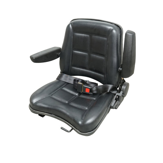 Universal seat with seat belt and armrests for agricultural or industrial machinery