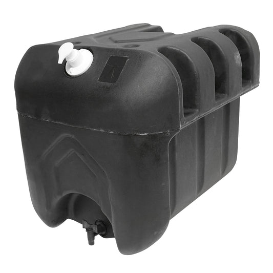 50L water tank with tap and 250ml soap dispenser. black plastic 420x440x400 mm