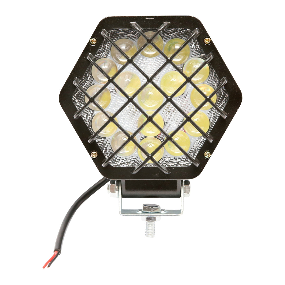 Hexagonal projector lamp with white light and grille 16 LEDs 12/24V, 125mm Breckner Germany