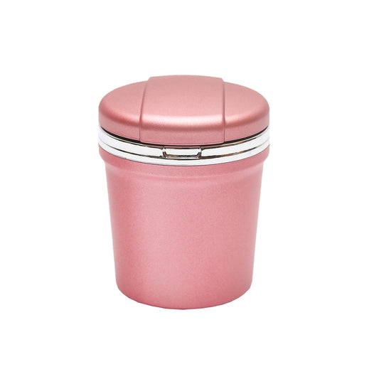 Universal pink-silver car ashtray with multicolor LED light