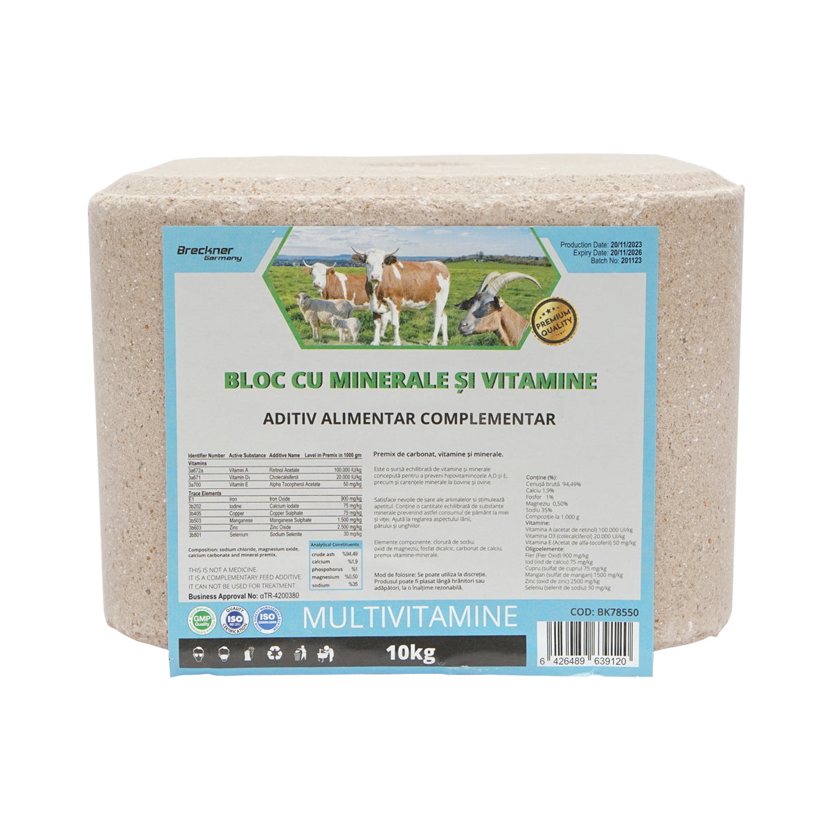 Block of salt 10kg multivitamins for animals Breckner Germany
