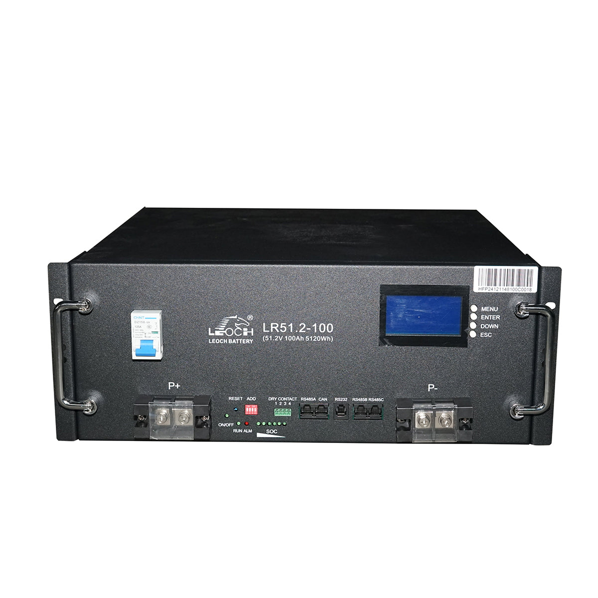 Lithium storage battery 5.12KW LifePo4 51.2V, 100Ah with BMS, LCD display, temperature protection, parallel connection Leoch Battery