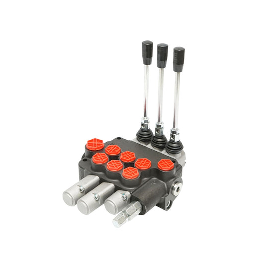 Hydraulic distributor with 3 levers, 2 float positions, 80L/min.