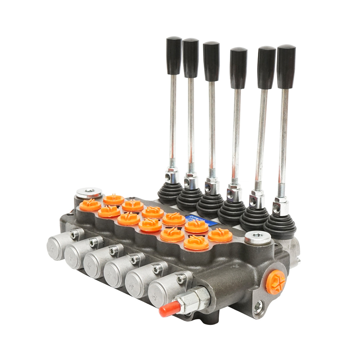 Hydraulic distributor with 6 included levers, flow rate 80L/min, 15 /+80 Breckner Germany