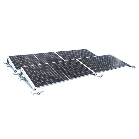 Assembly system, structure for holding 10 solar panels East-West made of galvanized steel with a triangular profile of 1700mm.