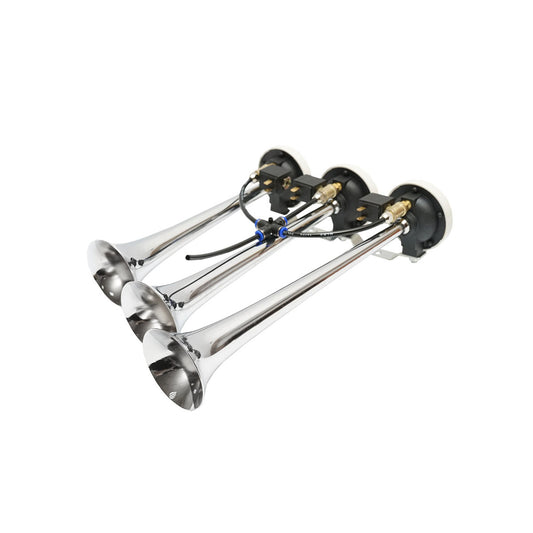 Horn 3 trumpets with solenoid valve 12/24V for air compressor Breckner Germany