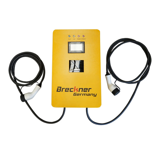 380V charging station, Type 2, 5M, AC 22KW with 2 connectors, wall-mounted