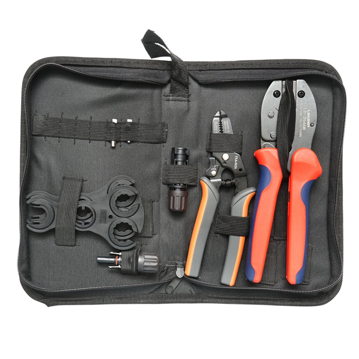 Set of 4 tools for crimping electric cables and MC4 connectors for photovoltaic panels