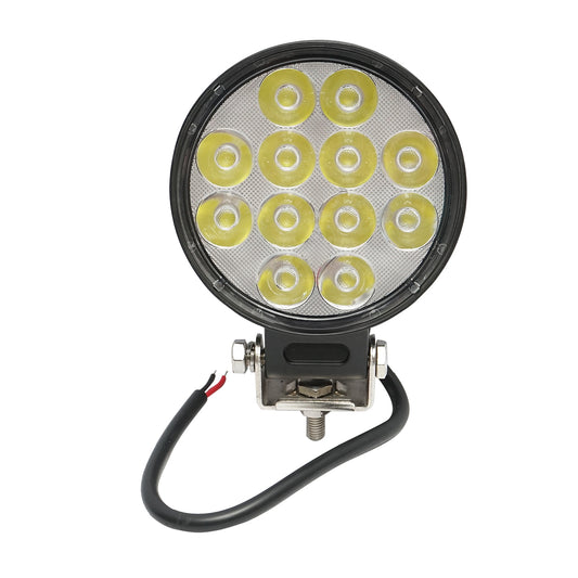 Round LED spotlight projector 12-60V, 36W, aluminum housing 110x110x40mm