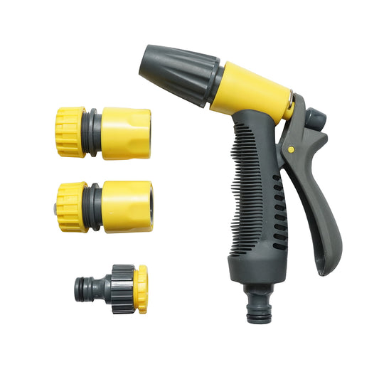 Adjustable spray gun set with 2 connectors 1/2 and 1/2-3/4 adapter for Crownman garden hose