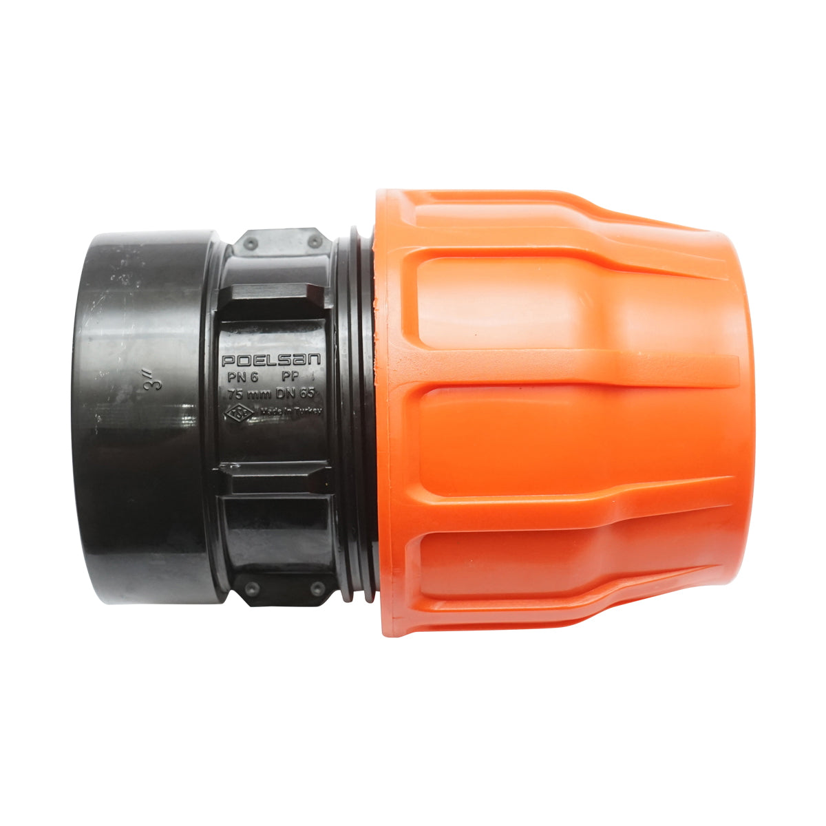 Layflat Adaptor with Dutch D75x75mm with internal thread, PN6 Poelsan