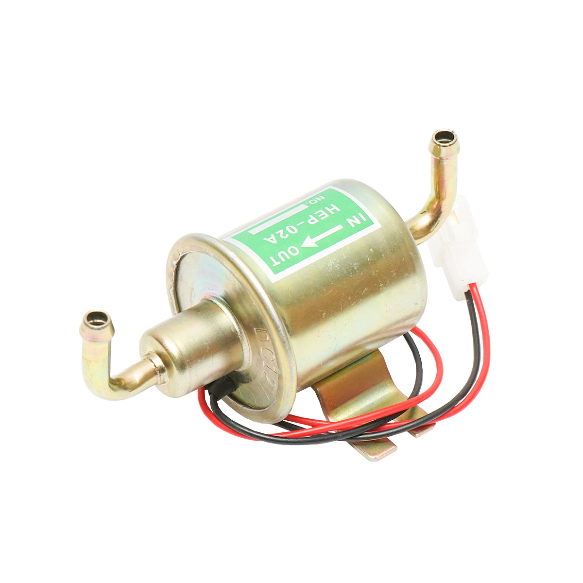 Universal electric fuel pump 12V 90 degree elbow, L=130mm, fi 8mm for diesel/gasoline OEM YK-3065, HEP-02A