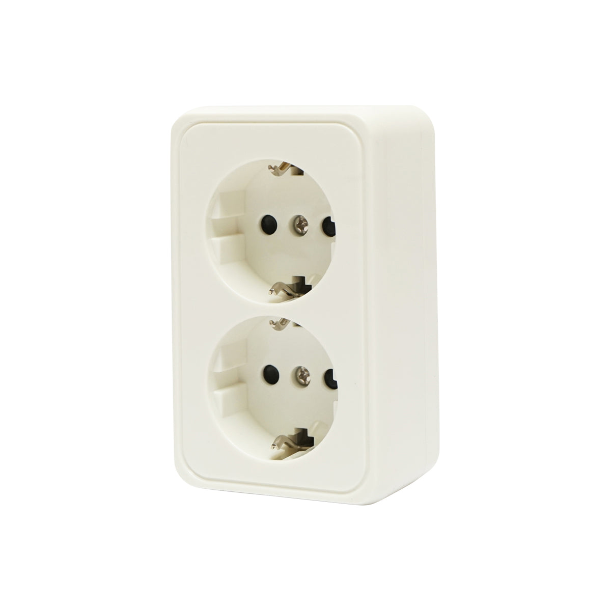 Double Schuko socket with grounding, white, PT 16A, 250V, applied with child protection, Breckner Germany
