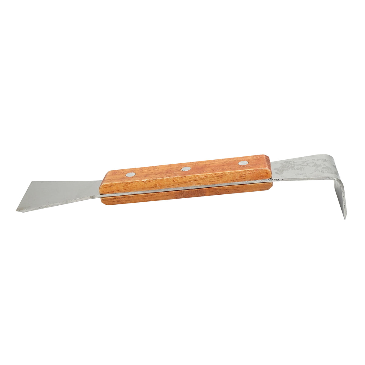 Stainless steel L-shaped hive tool with wooden handle 200x45mm