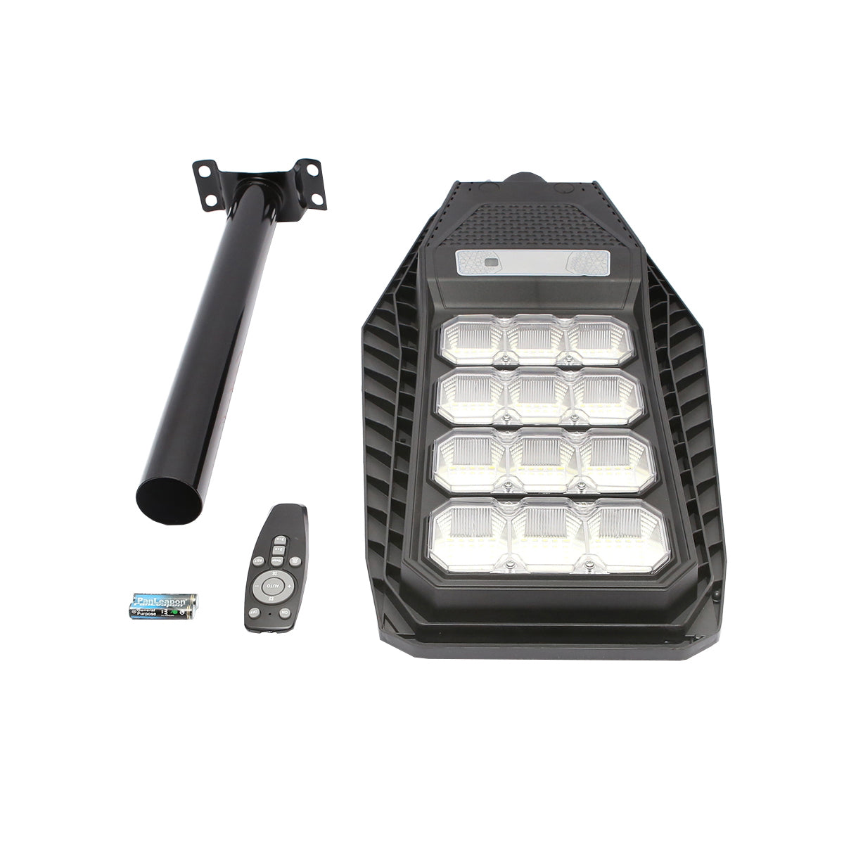 200W LED solar street lamp, 6500K, IP65 with solar panel, motion sensor, and pole mounting Breckner Germany