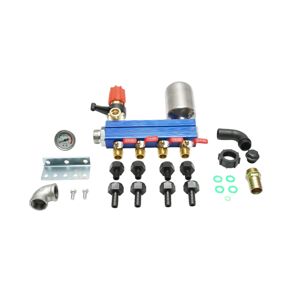 Herbicide distributor with 4 outlets and manometer