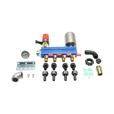 Herbicide distributor with 4 outlets and manometer