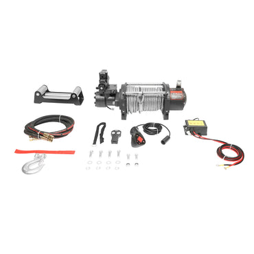 Complete hydraulic winch with remote control, steel cable, power supply voltage 12V, maximum load 6T (13300lbs)