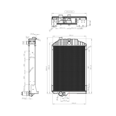 Water cooling radiator with 5 rows of cells for John Deere OEM code AR95802, RE21893, RE38664 Breckner Germany
