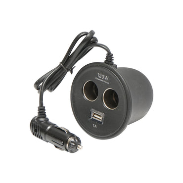 Triple adapter lighter for cup holder with 1m cable