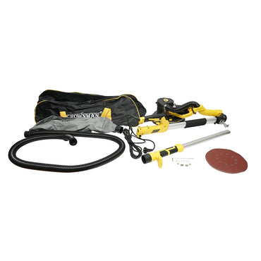 Wall and ceiling sander with vacuum cleaner and bag 880W, 220V, 5 speed settings 1000-2100 r/min, telescopic arm 125-180cm, illuminated head with 72 LEDs, 6 discs 225mm Crownman