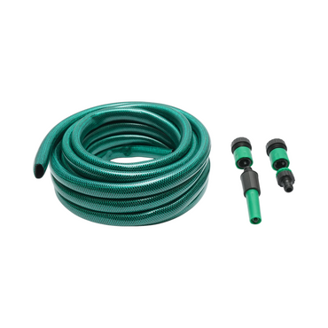 Set of garden hose 19mmx7.5m with 3/4-1/2 adapter, connectors, adjustable nozzle 1/2