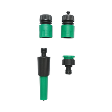 Adjustable spray nozzle with 1/2 connectors and 1/2-3/4 adapter for garden hose