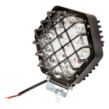 Hexagonal projector lamp with white light and grille 16 LEDs 12/24V, 125mm Breckner Germany