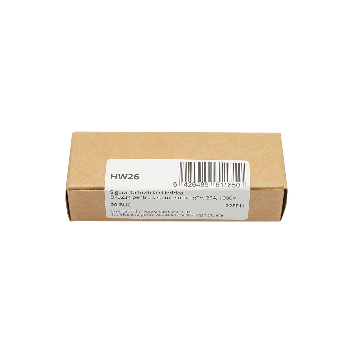 Cylindrical fusible safety BX0234 for gPV solar systems, 25A, 1000V Leader