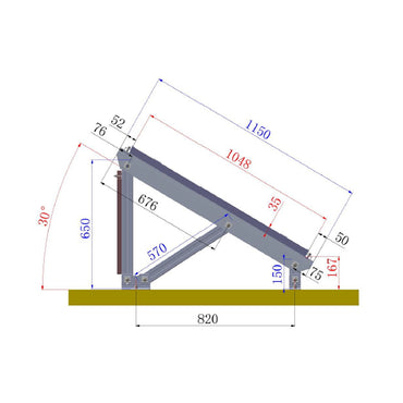 Complete mounting system, concrete structure for 4 photovoltaic solar panels at a 30-degree angle Breckner Germany
