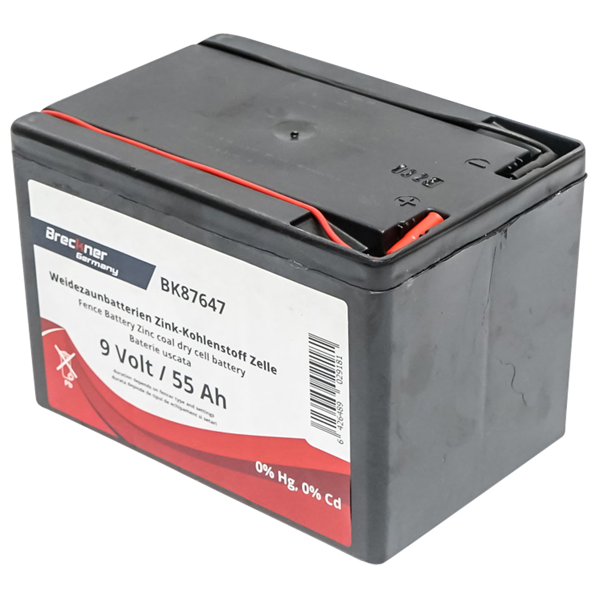 Dry battery (non-rechargeable) 9V 55Ah for electric fence Breckner Germany