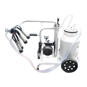 Cow milking machine with a 160cc collector group, galvanized chassis, 30L aluminum tank, 1 station, Breckner Germany stainless steel cup