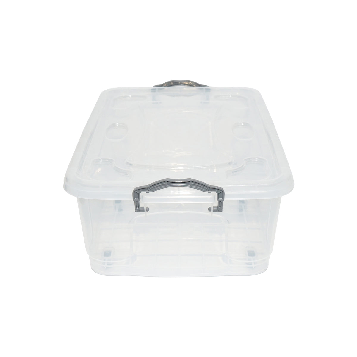 30L storage box with lid and wheels made of transparent plastic 630x400x200mm