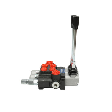 Hydraulic distributor with 2 levers, flow rate 40L/min with included lever and reduction -15 /+80 Breckner Germany