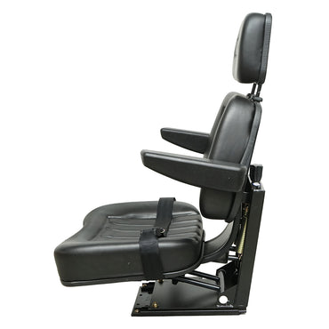 Universal seat with seat belt, headrest and armrests for agricultural or industrial machinery, forklift