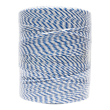 White-blue wire roll 3mm. 3x0.2mm. SS, 7.8 Ohm/m, 1000m electric fence Breckner Germany